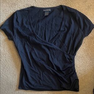 Black Short Sleeve Wrap Top